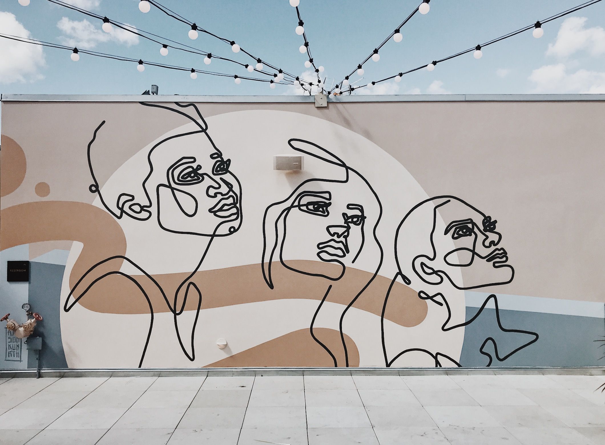 Line-art mural by Allison Kunath